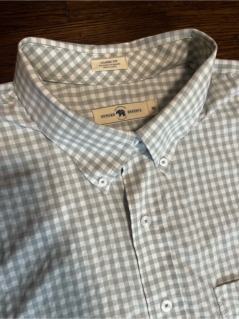 ONWARD RESERVE Performance Gingham Shirt Men's XXL Classic Fit Stretch Gray